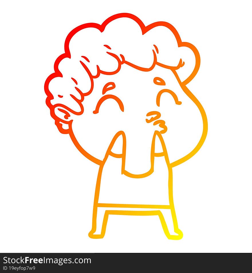 warm gradient line drawing cartoon man pouting