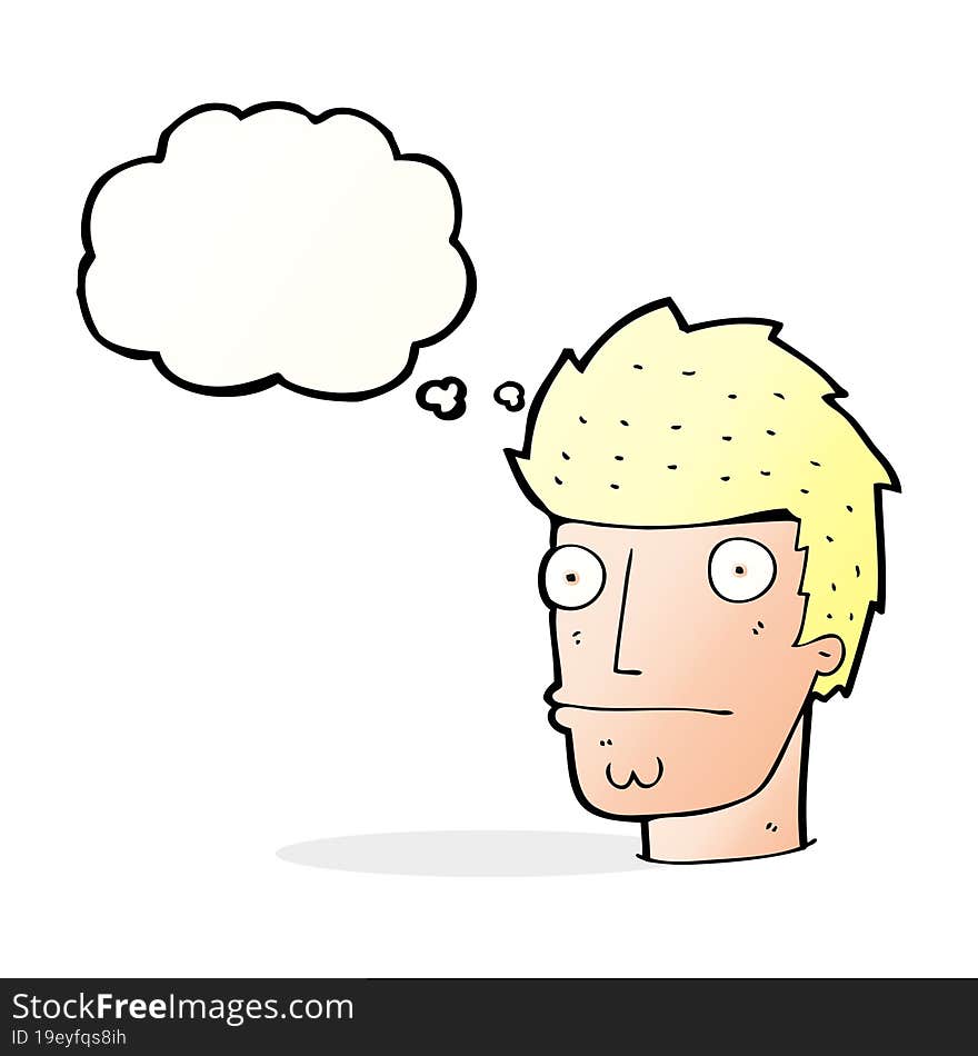 cartoon nervous man with thought bubble