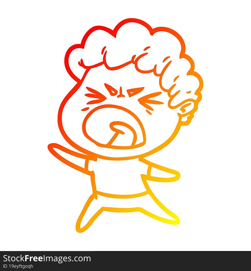 warm gradient line drawing cartoon furious man