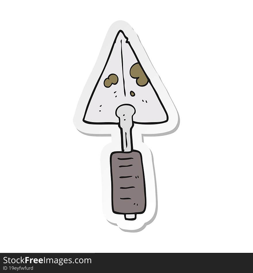 Sticker Of A Cartoon Trowel