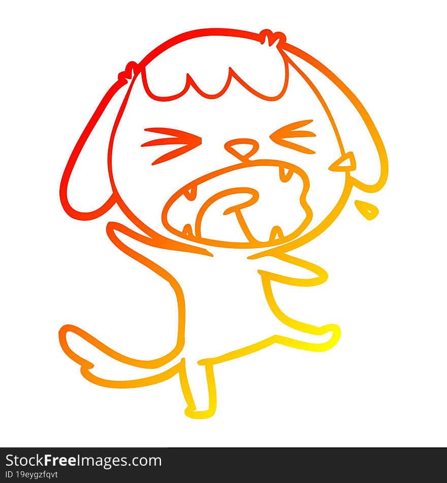 Warm Gradient Line Drawing Cute Cartoon Dog