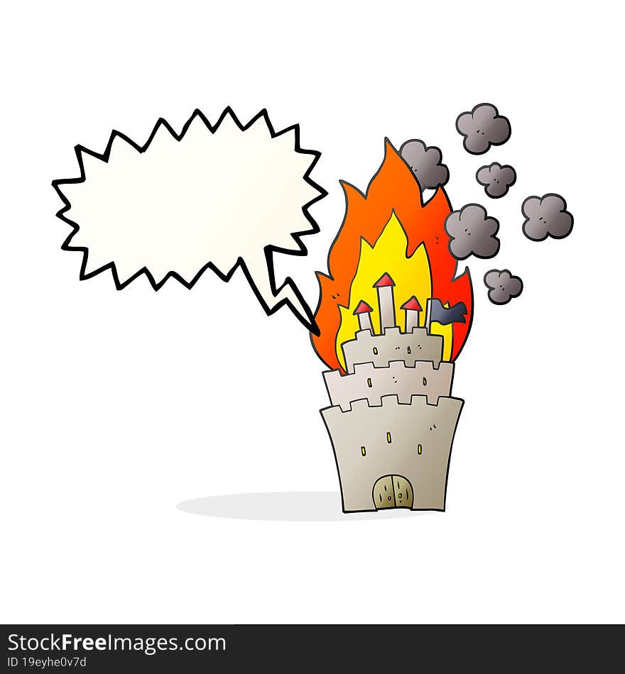 speech bubble cartoon burning castle