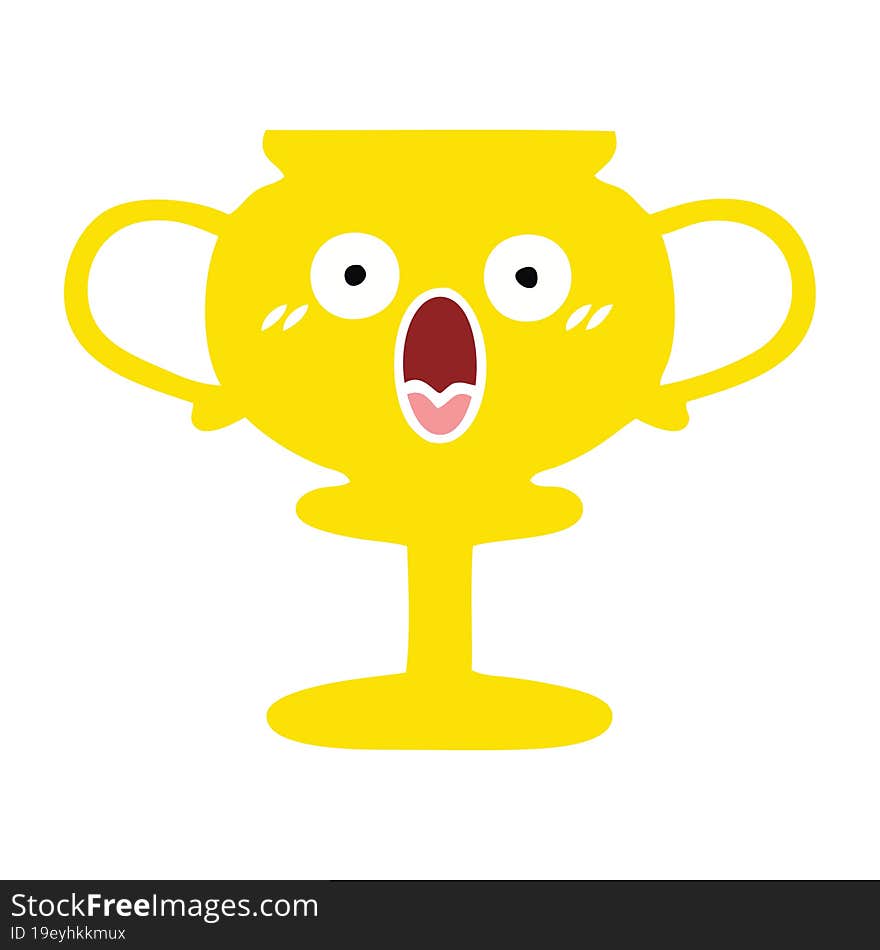 flat color retro cartoon trophy