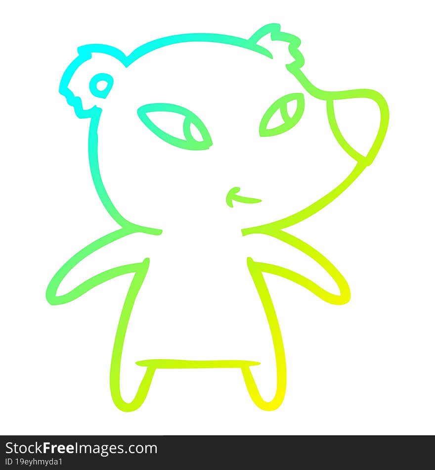 Cold Gradient Line Drawing Cute Cartoon Bear