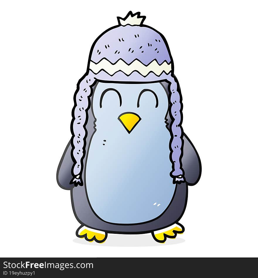 cartoon penguin wearing hat