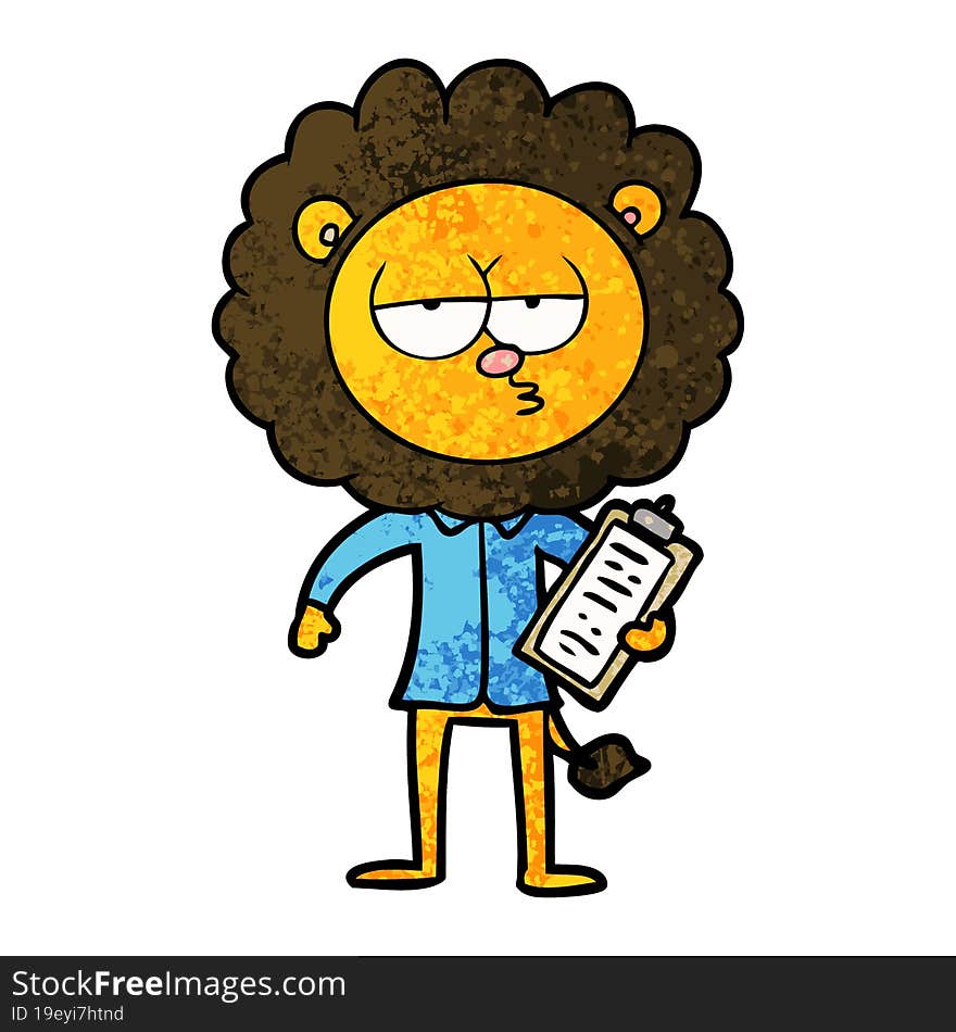 cartoon bored lion manager. cartoon bored lion manager