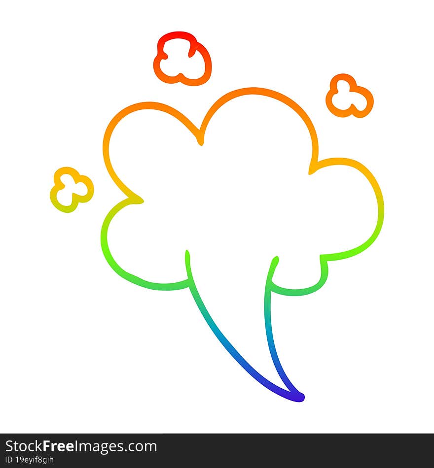 rainbow gradient line drawing cartoon whooshing cloud