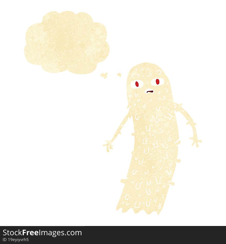 cartoon spooky ghost with thought bubble