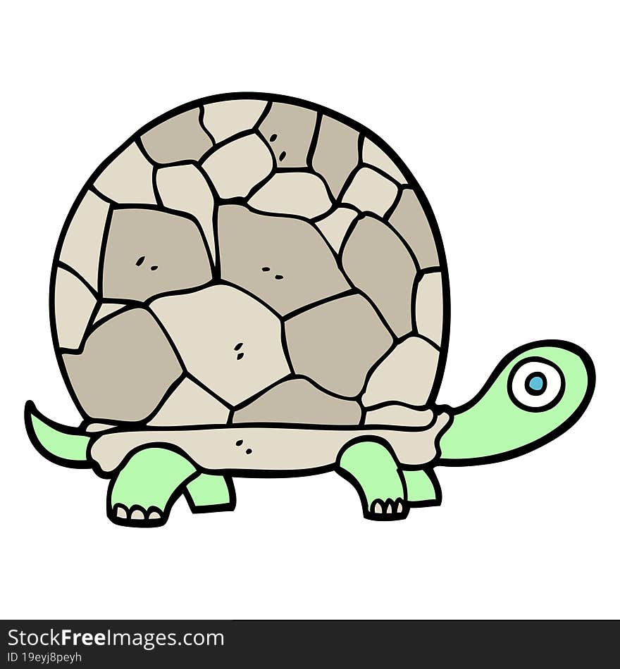 hand drawn doodle style cartoon tortoise