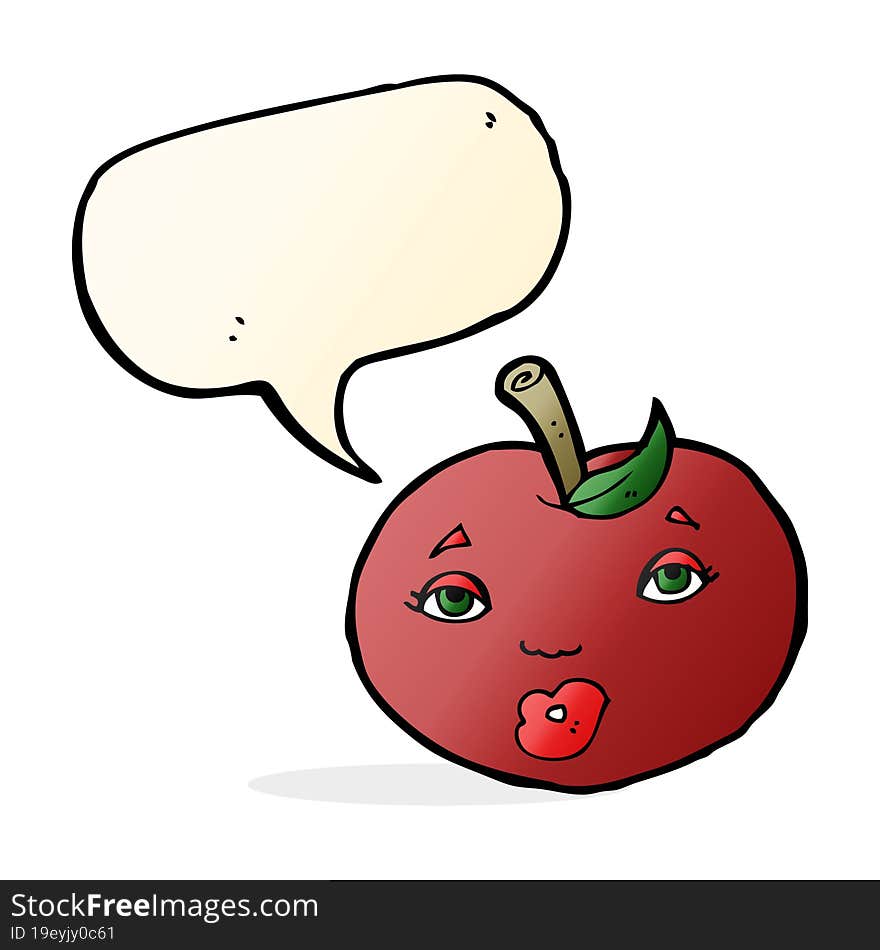 cartoon apple with face with speech bubble