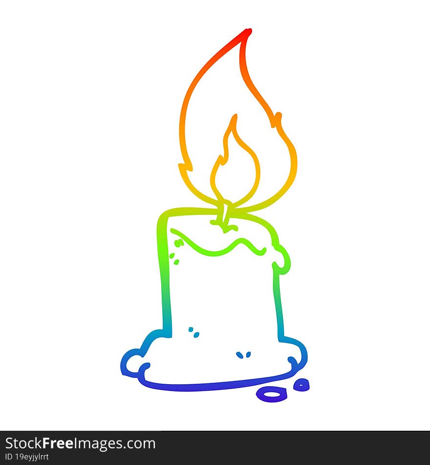 Rainbow Gradient Line Drawing Cartoon Candle