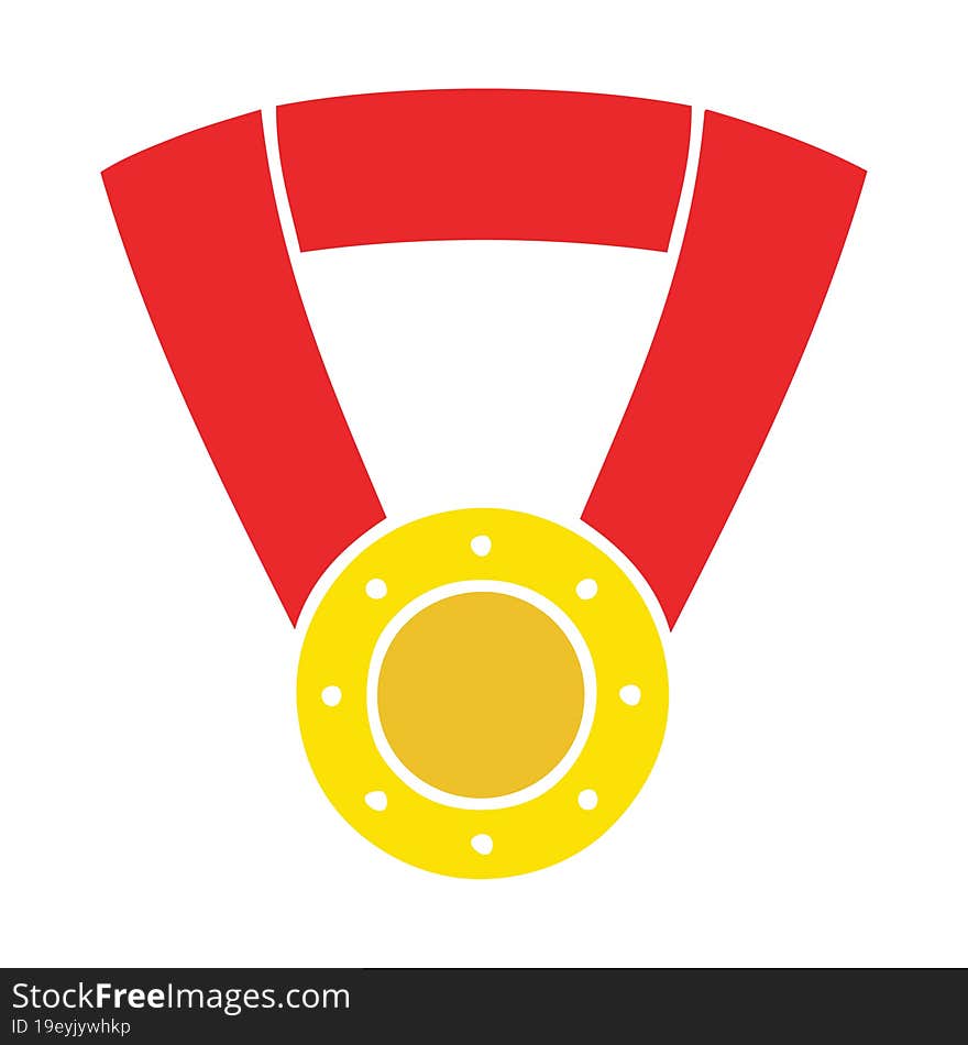 Flat Color Retro Cartoon Gold Medal