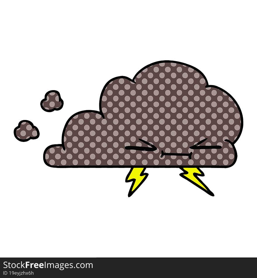 Cartoon Of A Grumpy Lightening Cloud