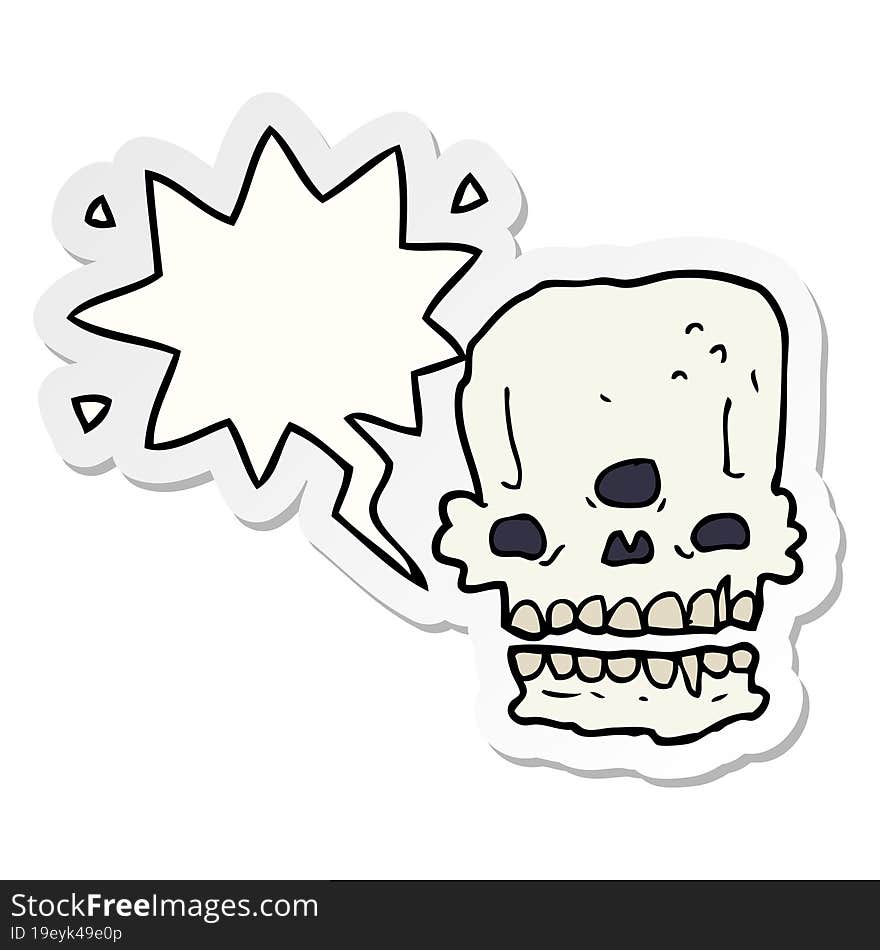 cartoon spooky skull and speech bubble sticker