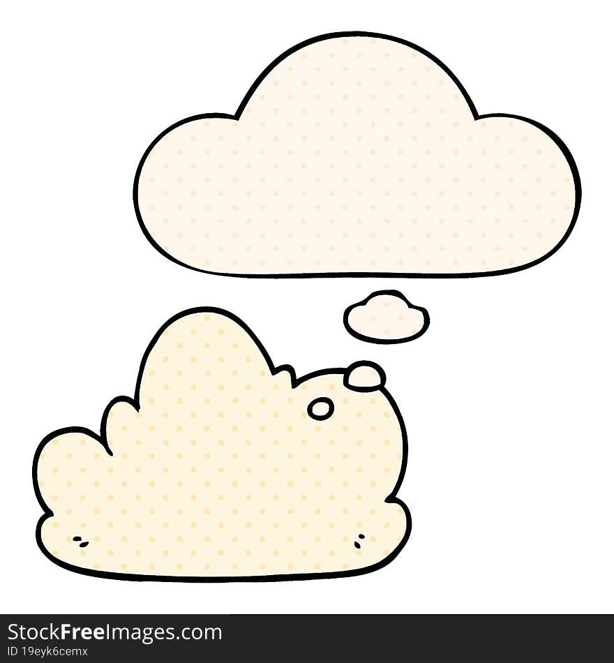 cartoon cloud with thought bubble in comic book style