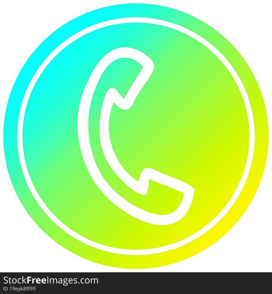 telephone handset circular in cold gradient spectrum