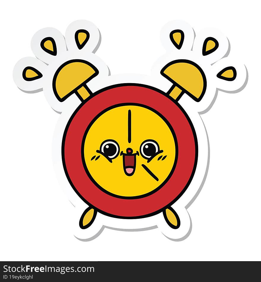 sticker of a cute cartoon alarm clock