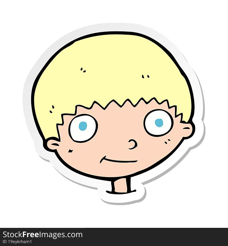 sticker of a cartoon happy boy