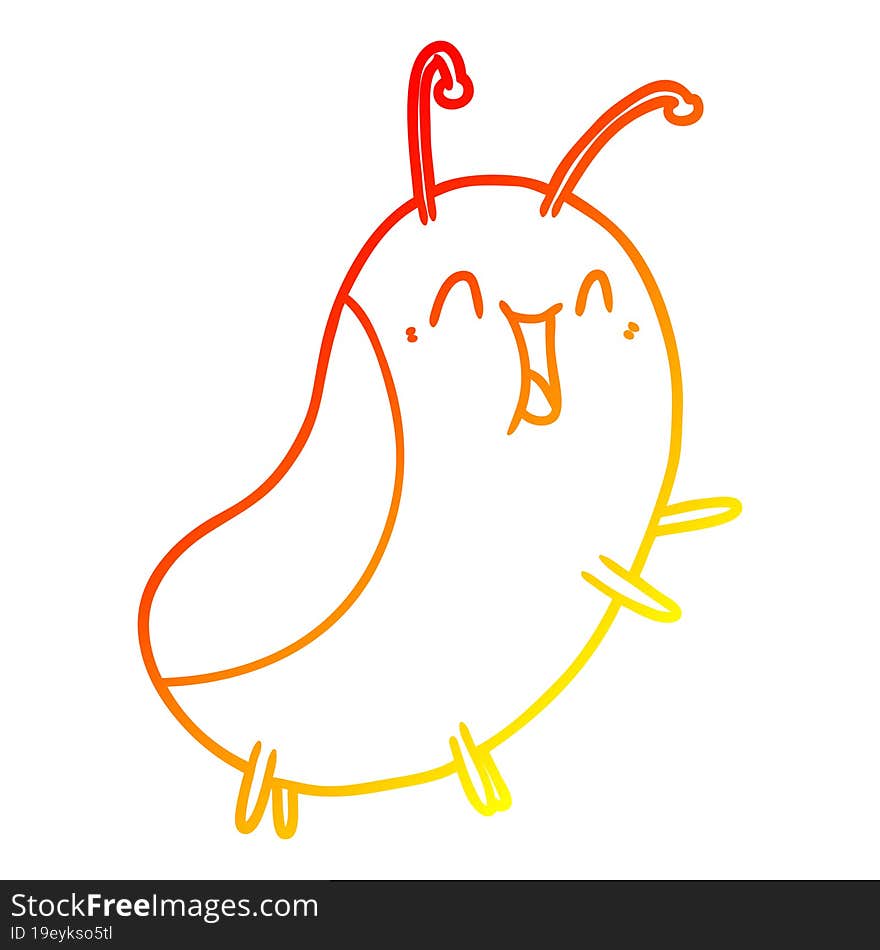 warm gradient line drawing cartoon happy bug