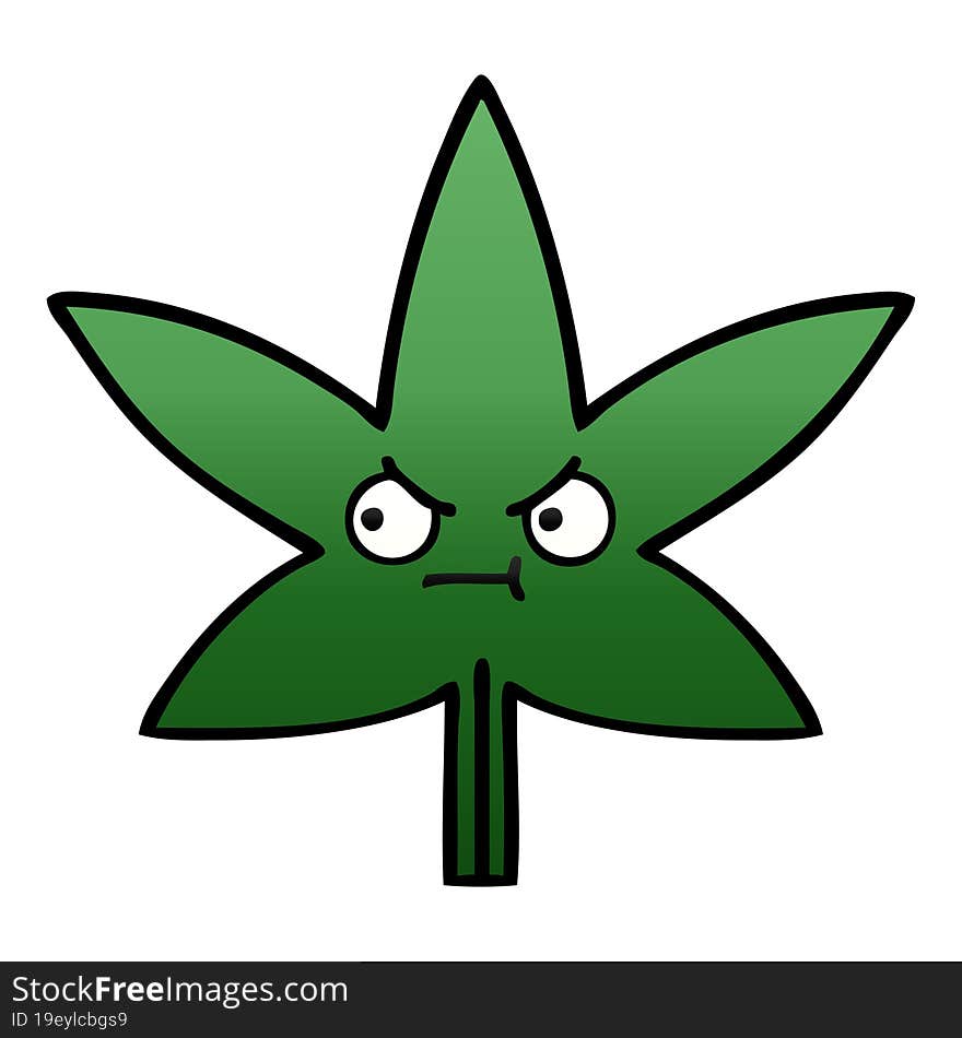 Gradient Shaded Cartoon Marijuana Leaf