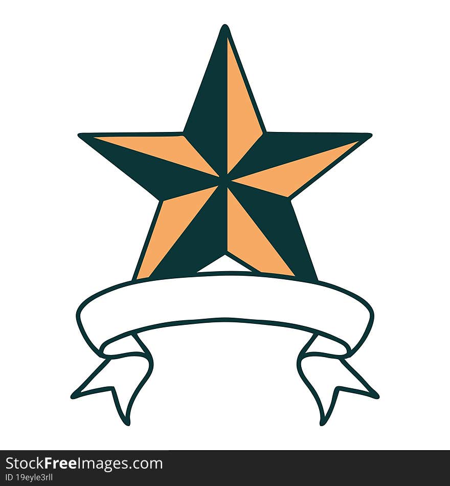 tattoo with banner of a star