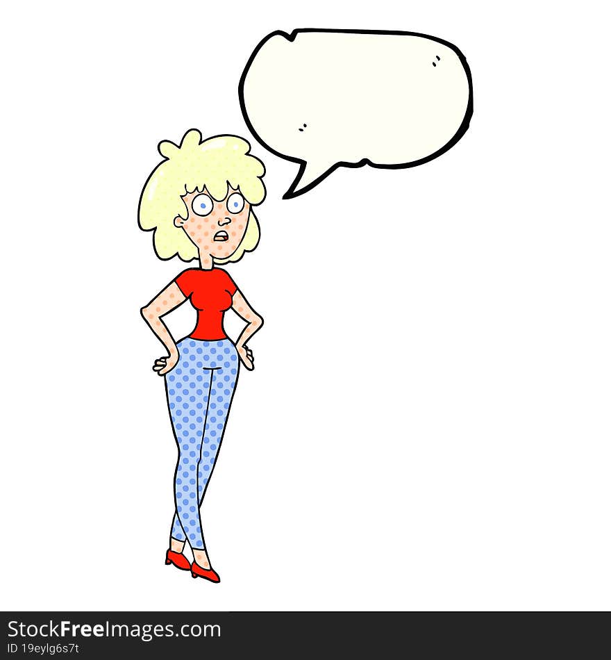 Comic Book Speech Bubble Cartoon Surprised Woman