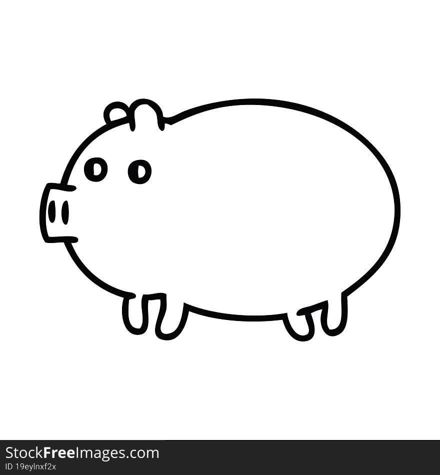 line drawing cartoon fat pig