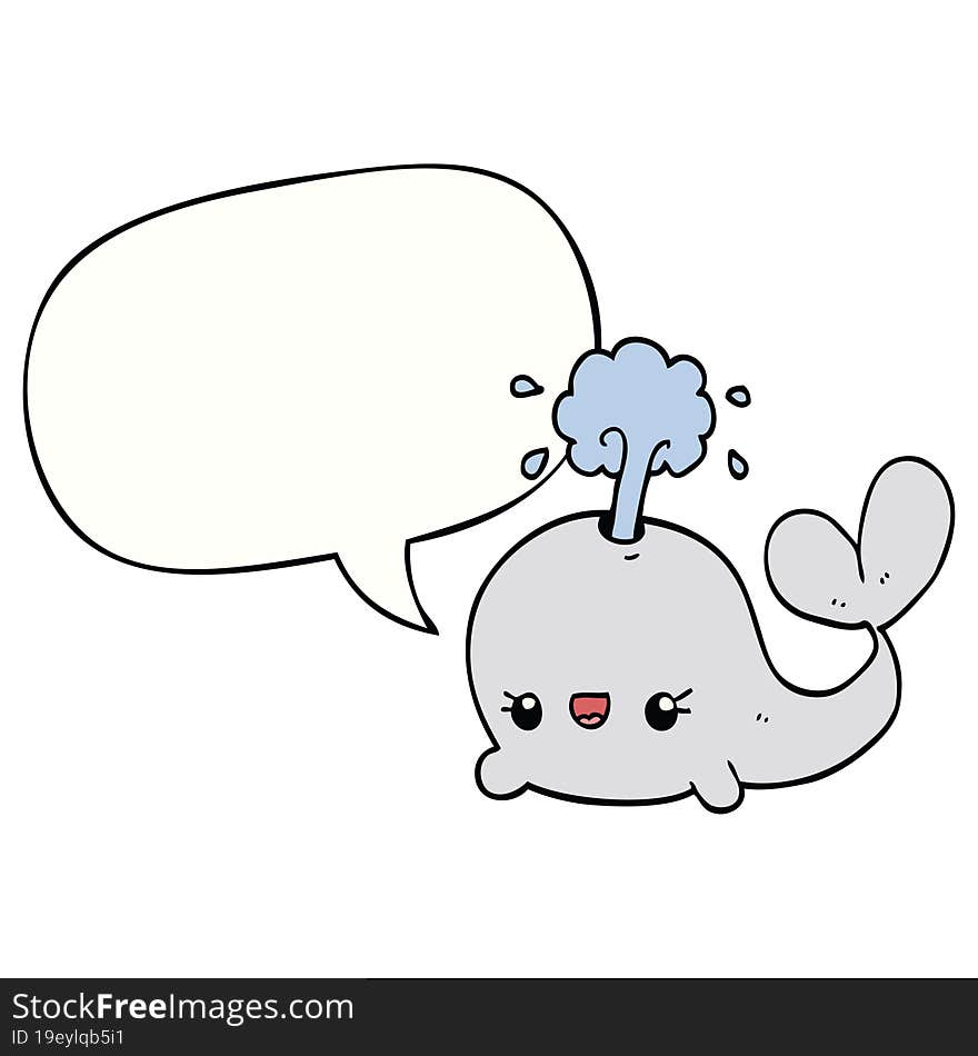 Cute Cartoon Whale And Speech Bubble