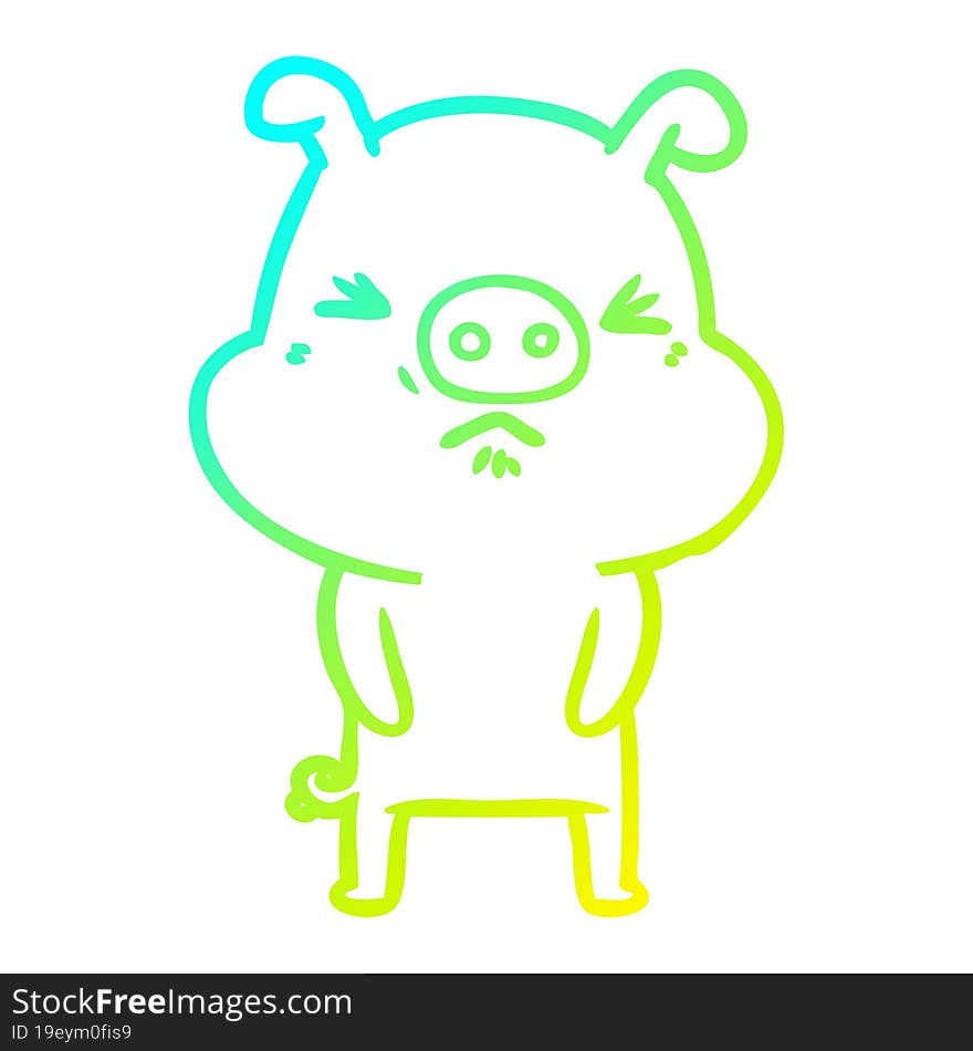 cold gradient line drawing cartoon grumpy pig