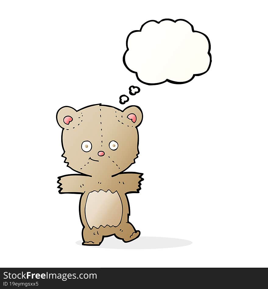 Cartoon Funny Teddy Bear With Thought Bubble