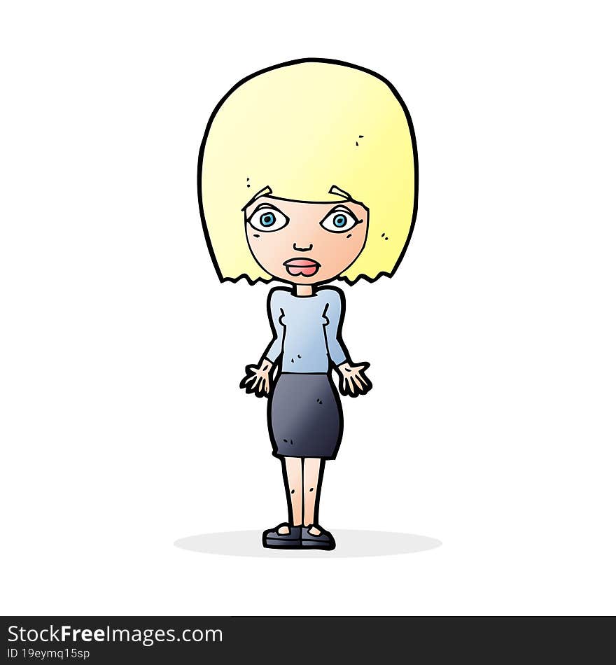 Cartoon Woman Shrugging Shoulders