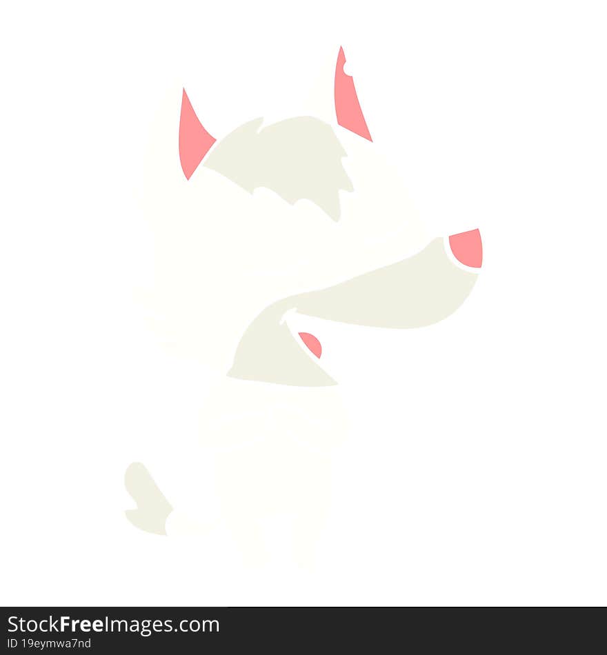 flat color style cartoon wolf laughing