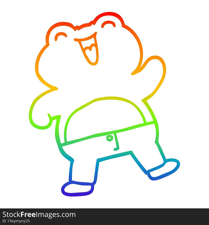 rainbow gradient line drawing of a funny cartoon frog