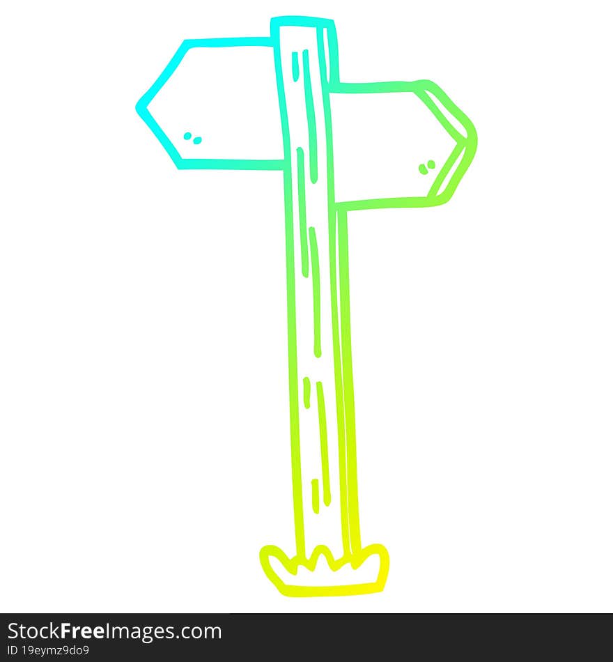 cold gradient line drawing cartoon sign posts