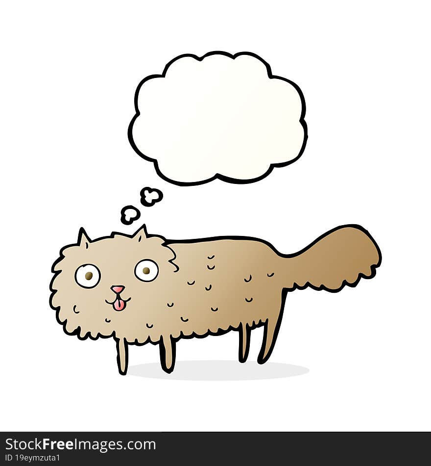 Cartoon Furry Cat With Thought Bubble