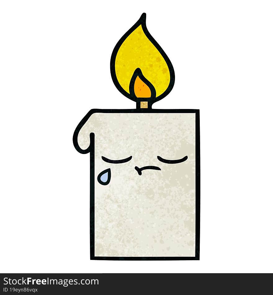 retro grunge texture cartoon of a lit candle