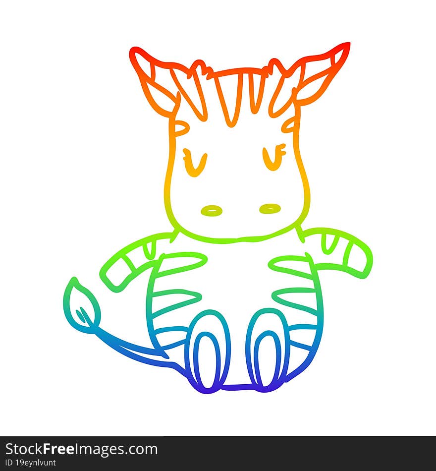 rainbow gradient line drawing cute zebra