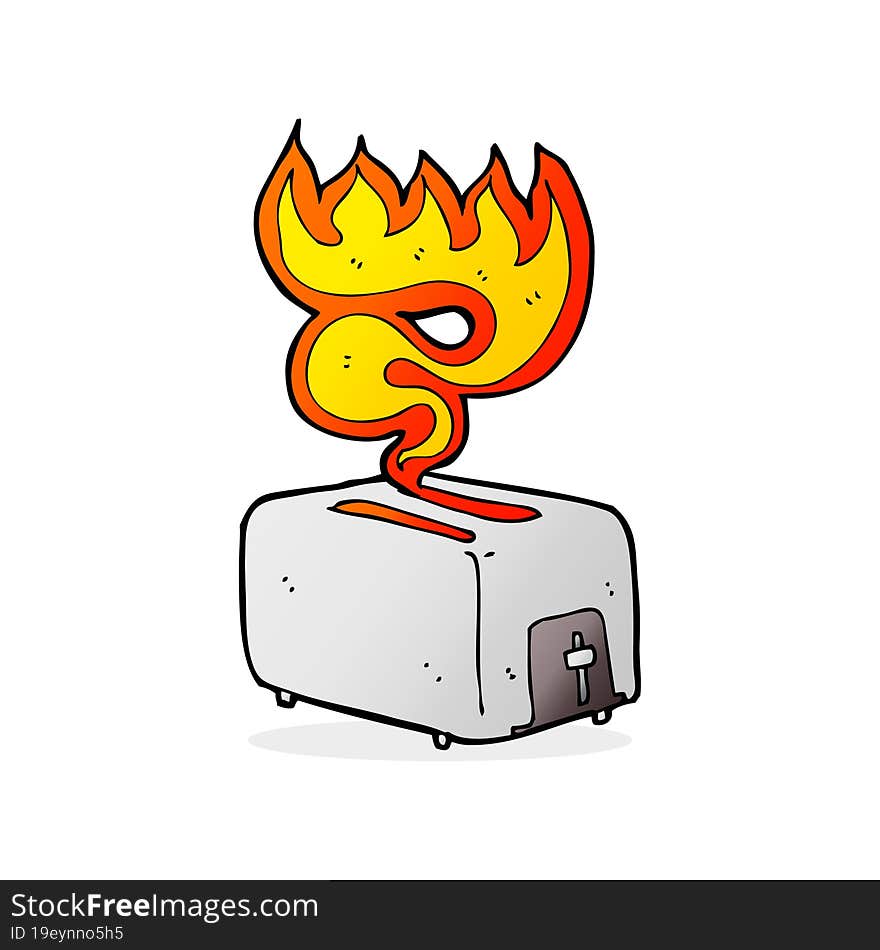 Cartoon Burning Toaster