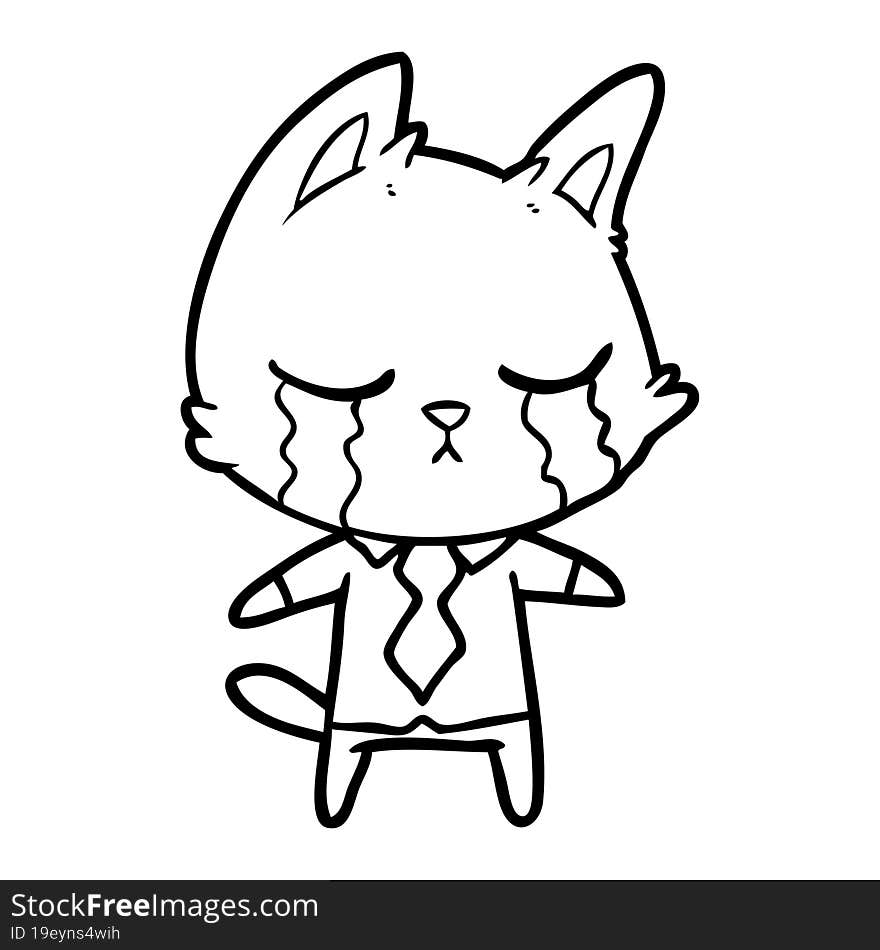 crying cartoon office worker cat. crying cartoon office worker cat