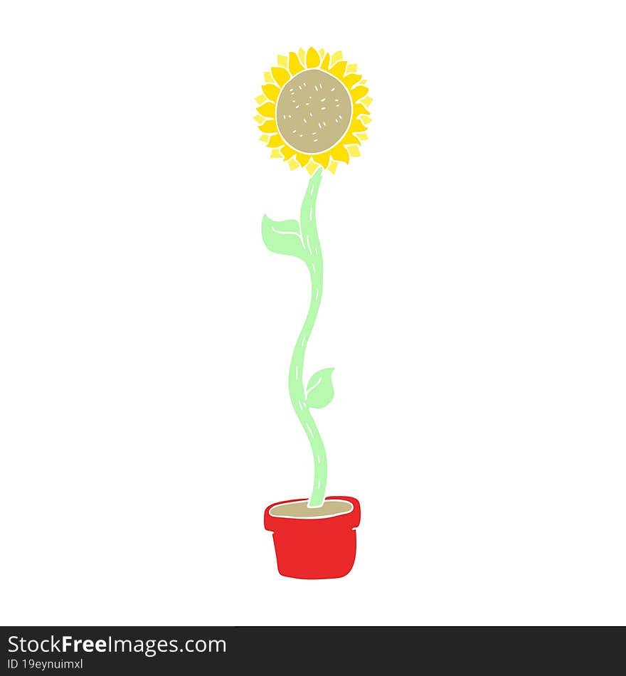 flat color illustration of a cartoon sunflower