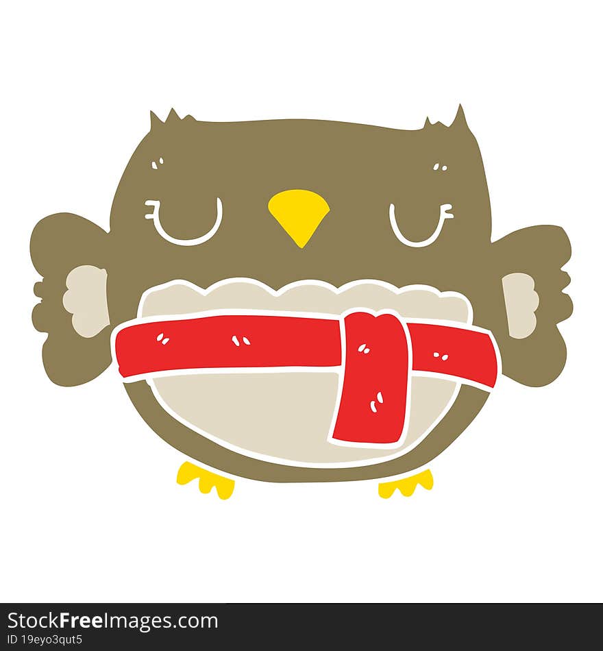 flat color style cartoon owl