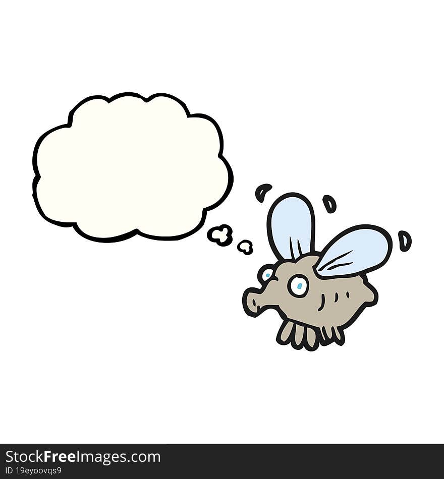 freehand drawn thought bubble cartoon fly