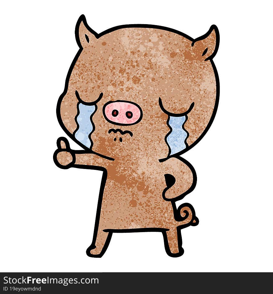 cartoon pig crying. cartoon pig crying