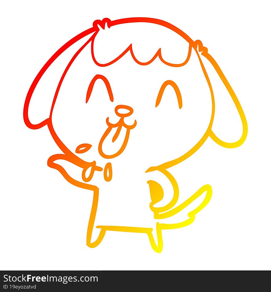 warm gradient line drawing of a cute cartoon dog