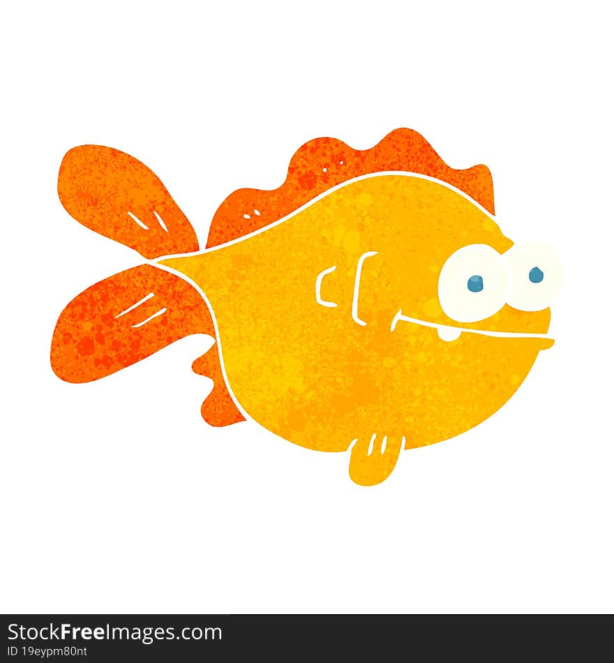 freehand retro cartoon fish