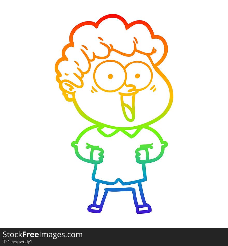 rainbow gradient line drawing cartoon happy man