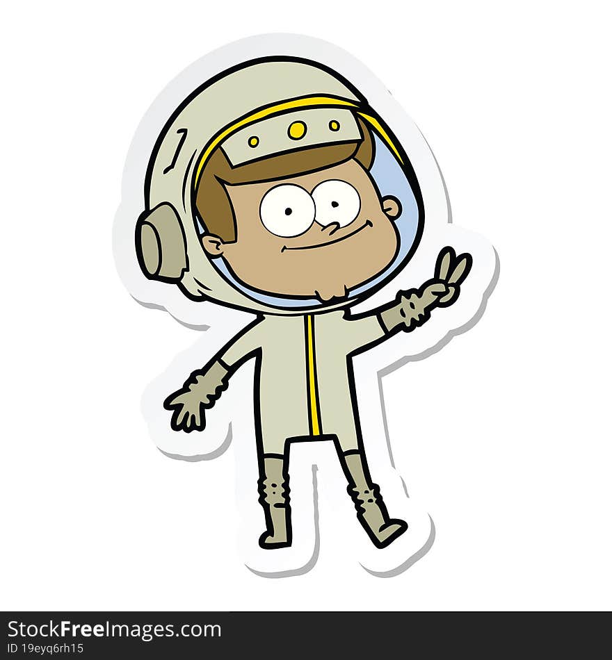 sticker of a happy astronaut cartoon