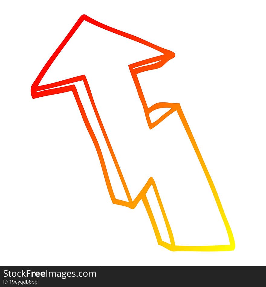 warm gradient line drawing cartoon growth arrow