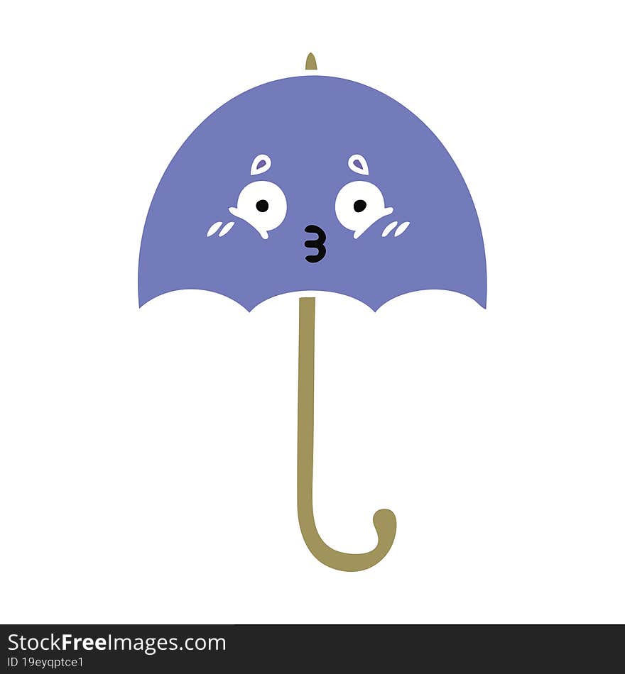 flat color retro cartoon umbrella