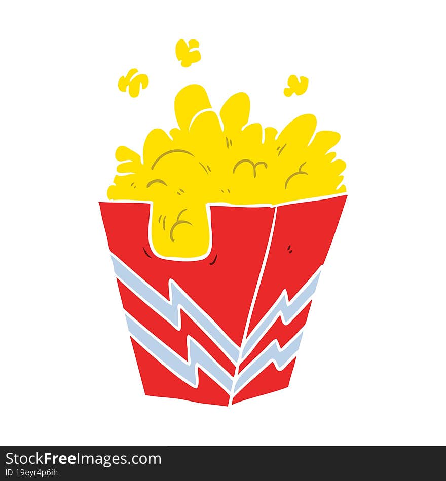 flat color style cartoon box of popcorn